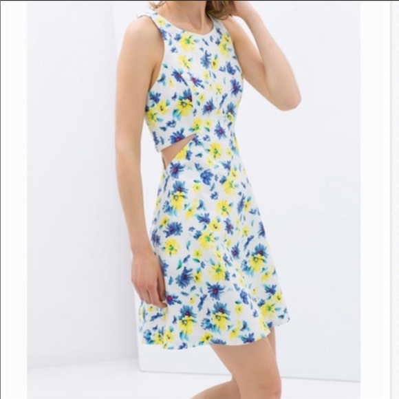Zara Dresses & Skirts - Zara cut out floral A line dress w/ pockets! 💙🌼